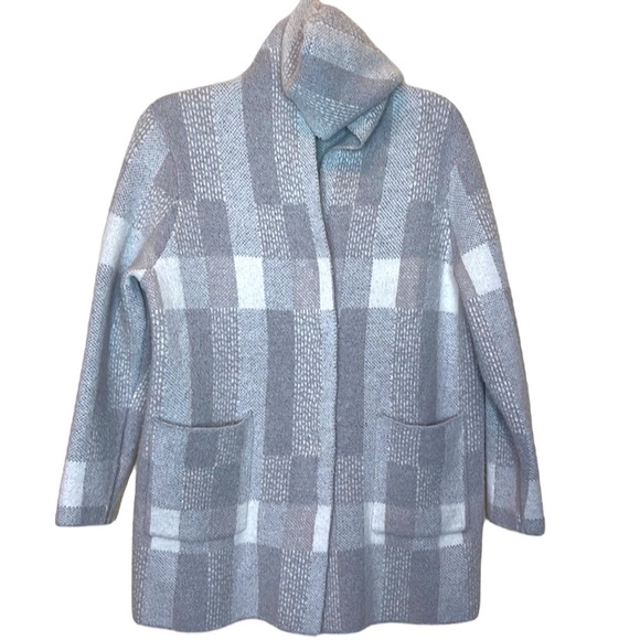 Soft Surroundings Plaid First Fall Hood Sweater Coat - Picture 2 of 13